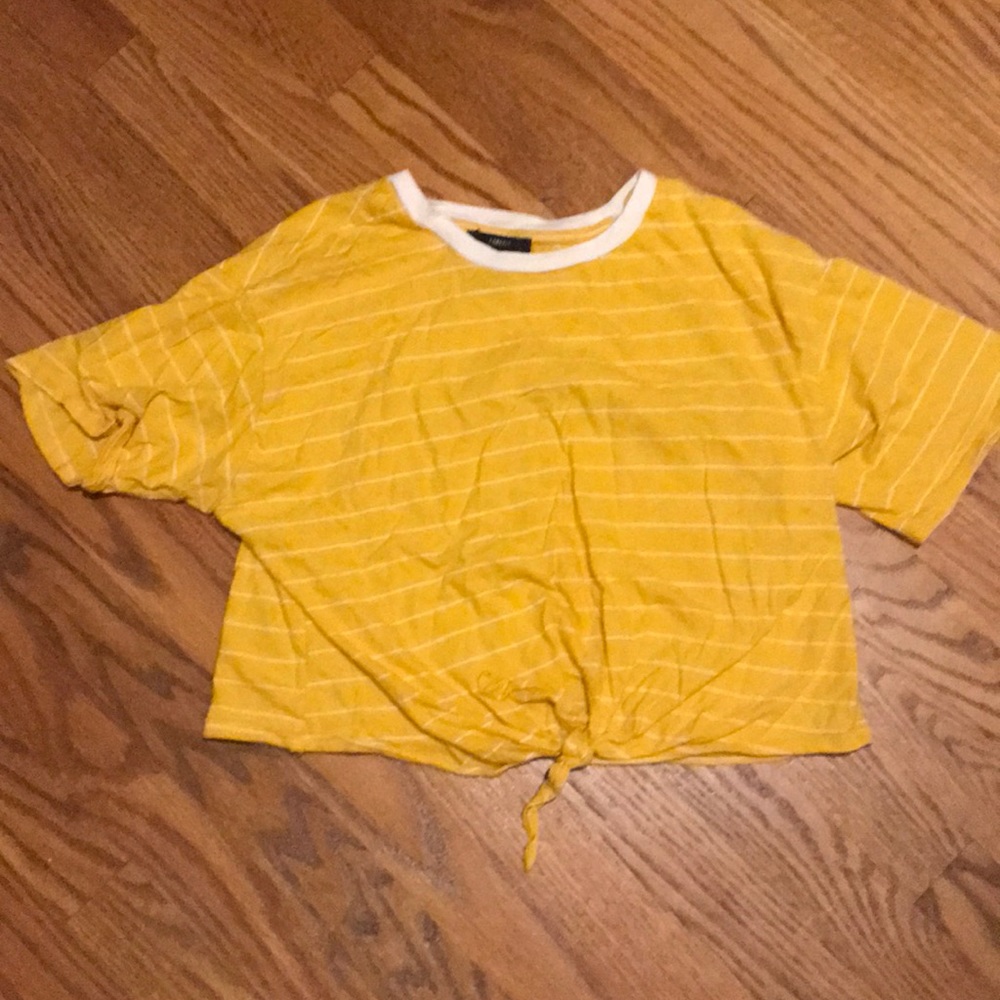 Forever 21 yellow and white strip top.